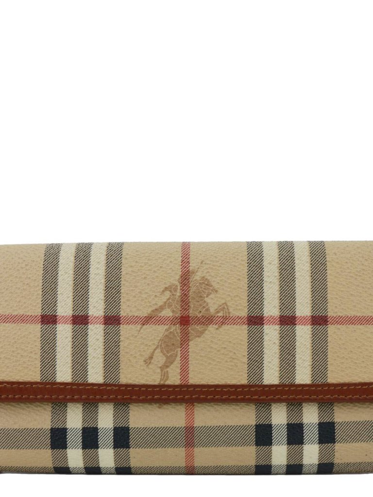 Burberry Haymarket Check Canvas Long Wallet Beige